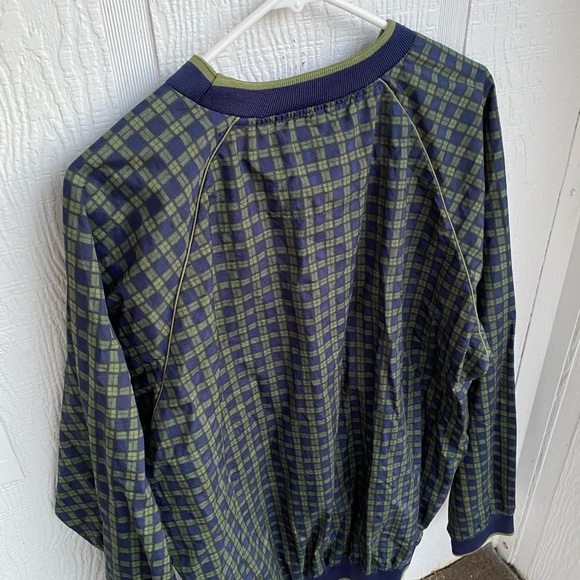 Catalina Nylon Navy Blue and Olive Green Plaid Vintage Windbreaker Size Large - Picture 12 of 17